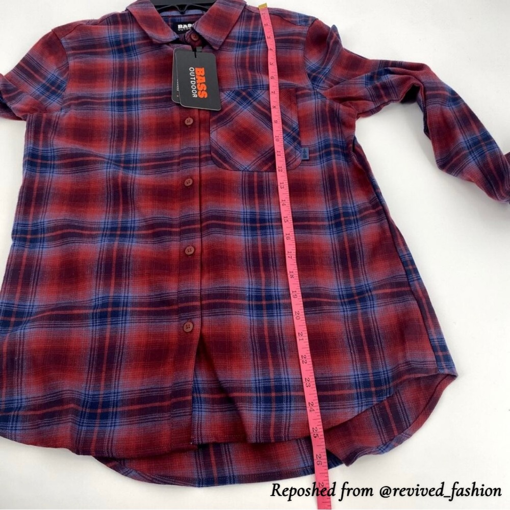 Bass Outdoor Plaid Long Sleeve Button Up Shirt Women’s XS Oversized New - Picture 7 of 7